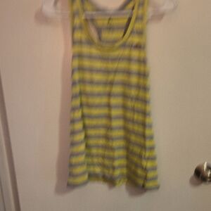Adidas Yellow and Gray Striped Tank Top